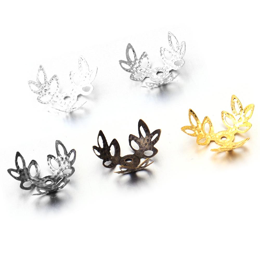 100pcs/Pack Flower Beads Caps Iron Floral Spacer Beads Pendant for Crafts Necklace Earrings Bracelet Jewelry Making Findings