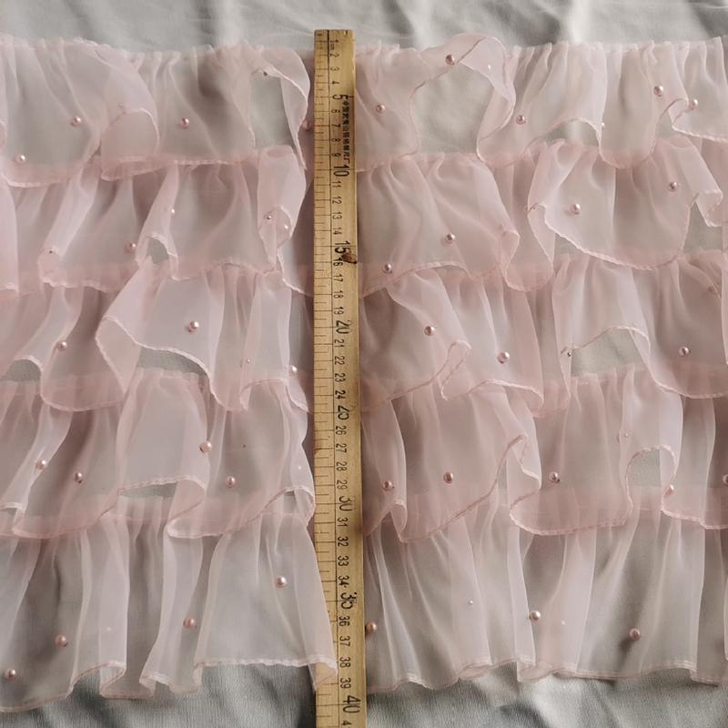 Organza Ruffled Beads Lace Fabric Trim Ribbon for DIY Sewing Wedding Dress Skirts Tulle Organza Clothing Accessories 5 Layers