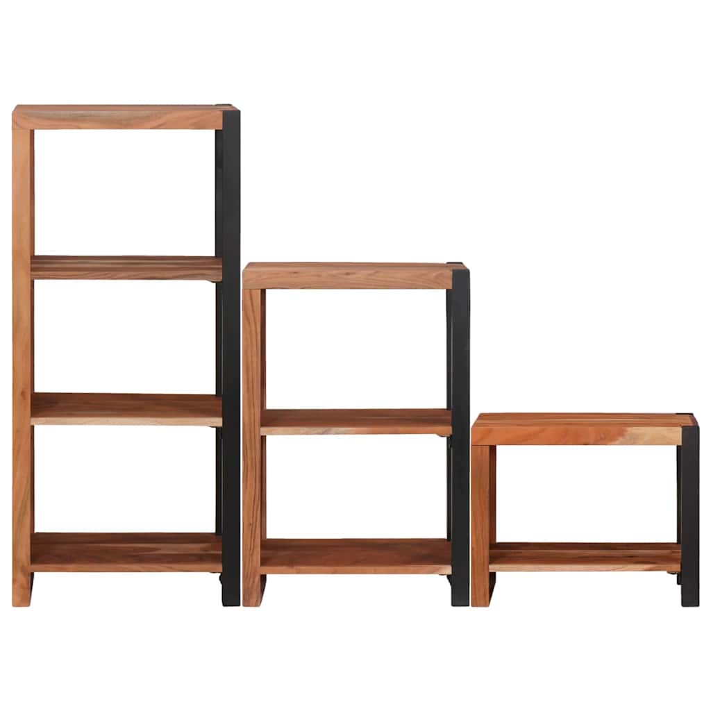Bookshelf 6 Tiers 3 Pcs 50 X 30 X 110 Cm Solid Acacia Wood