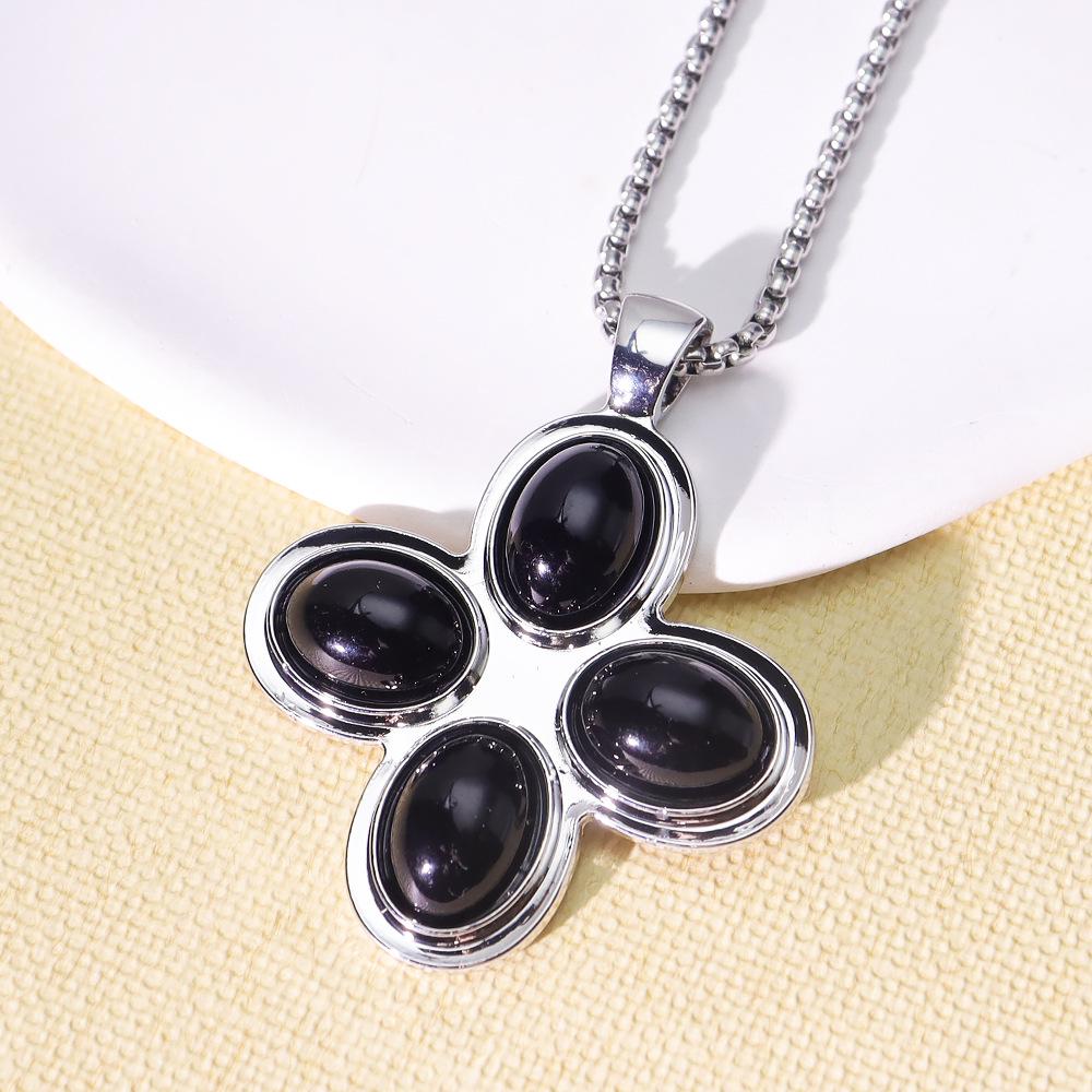 Women's Cross Petal Necklace: High-End Niche Design, Luxury Old Money Style, Fashionable Long Sweater Chain