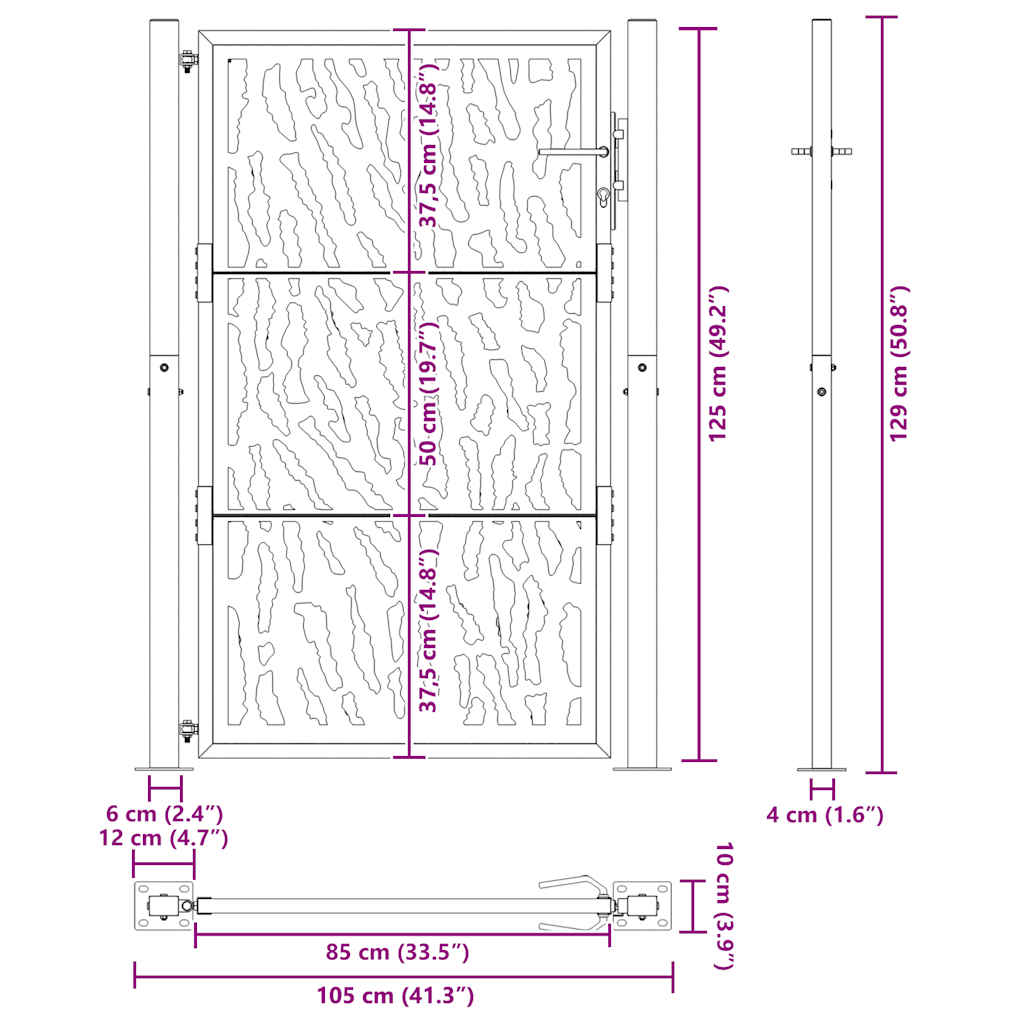 Garden Gate 100 x 125 cm Weathering Steel Trace Design