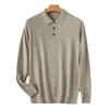 Men's Solid Color Casual Polo Collar Long Sleeve Knitwear Pullover