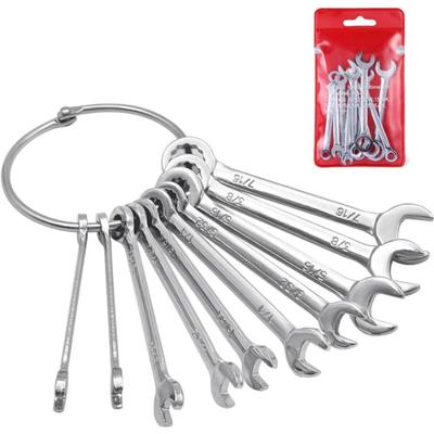 10pcs Mini Spanner Wrenches Set Key Ring Spanner Explosion-proof Pocket British/Metric Type Wrenches