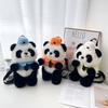 Police Panda Plush Backpack With Cartoon Pattern Adjustable Shoulder Bag Straps