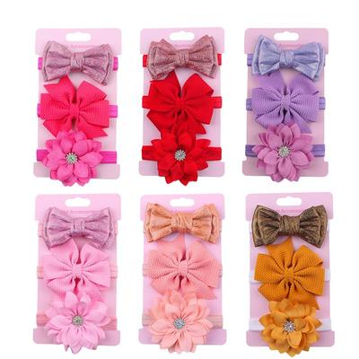 3Pcs/lot Baby Girl Headband With Bow Flower Princess Newborn Little Girl Elastic Hairband For Kids Toddler Hair Accessories Set