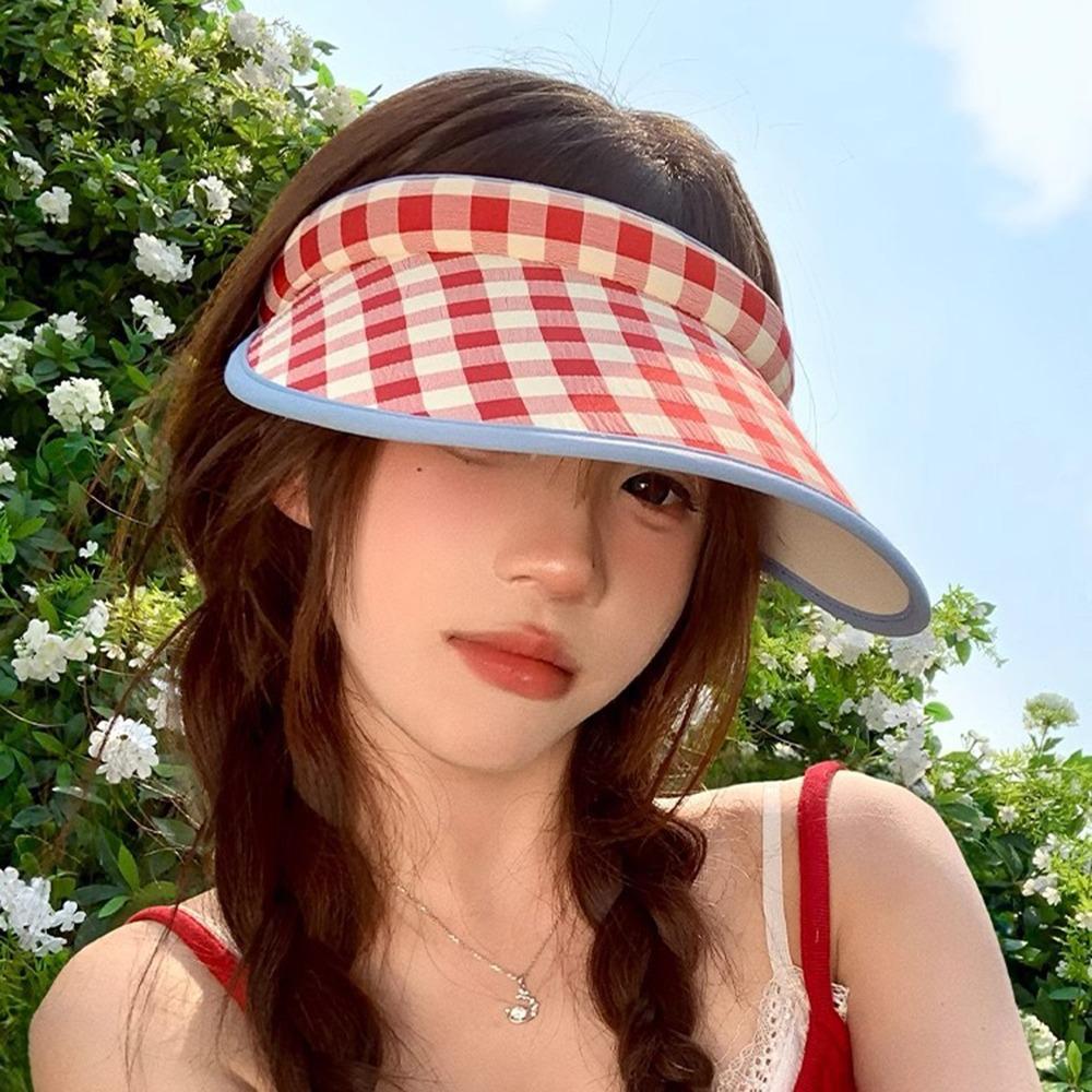 Breathable Large Brim Sun Hat Hair Hoop Style Sun Protection Hats Summer Empty Top Cap  Girl