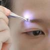 Stainless Steel Eyebrow Clip with LED Light Professional Lighted Eyebrow Tweezers Eyelash Brow Hair Removal Clamp Makeup Tools