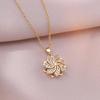 Women's Zircon Flower Rotating Pendant Necklace, Unique Design Clavicle Chain, Elegant Influencer Collection.