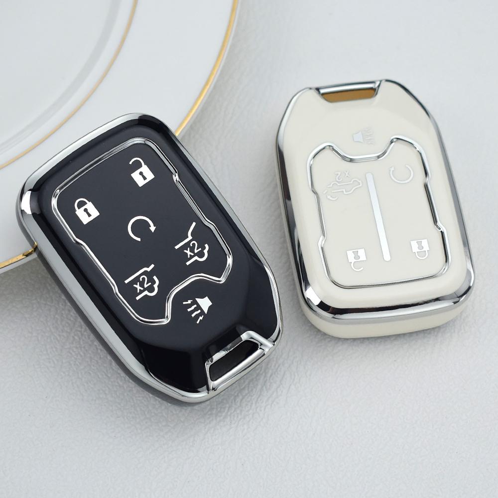 New Car Key Cover Case fob For Chevrolet Suburban Silverado GMC Terrain Yukon Tahoe Sierra Smart Auto Accessories Key Ring