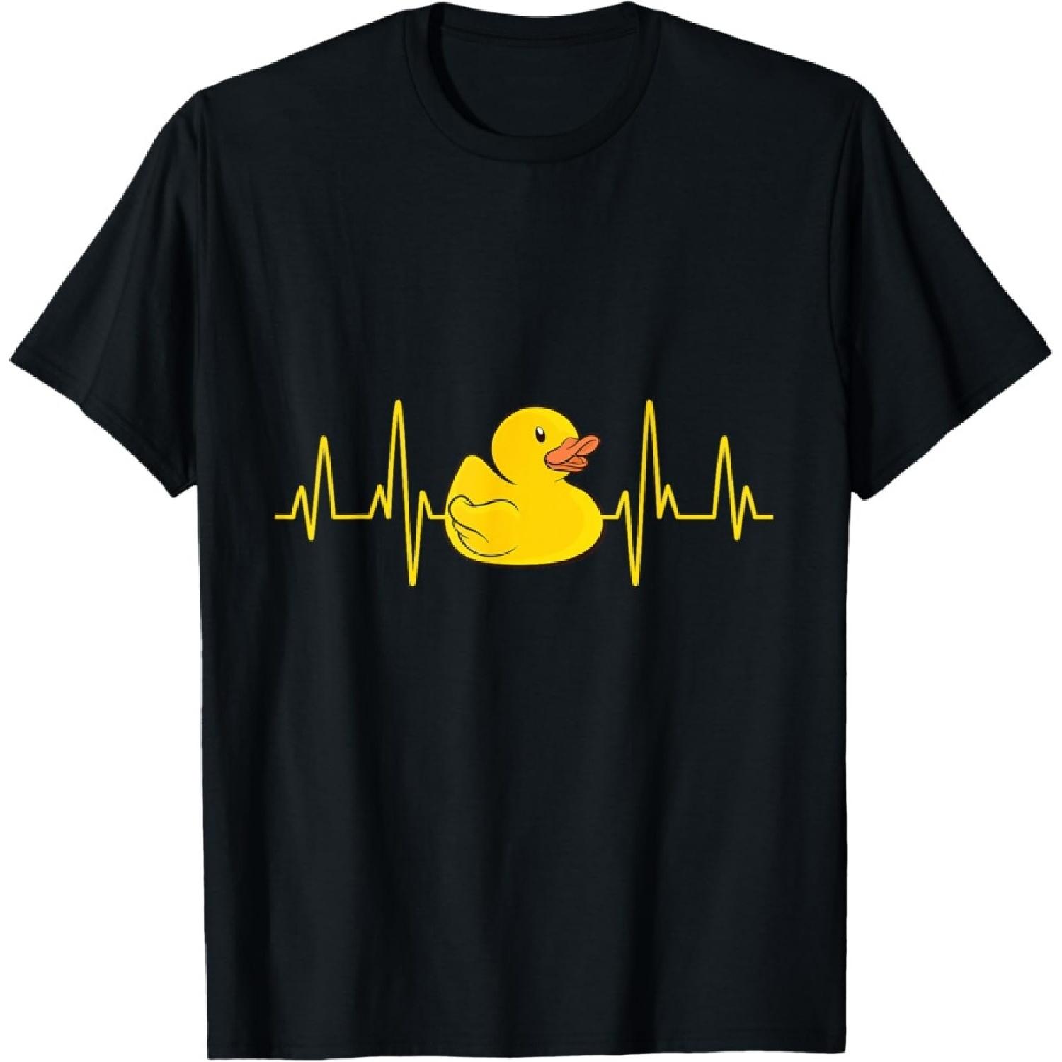 Cute Rubber Duckie Duck Heartbeat T-Shirt S