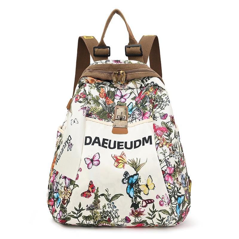 

2025 Новый Стильный Цветочный Чернильный Рисунок Дорожный Рюкзак для Женщин Многофункциональный Легкий Daypack Идеально Подходит для Приключений 32x32cm белый