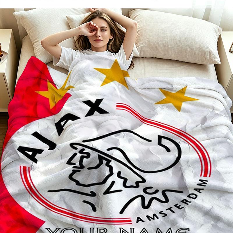 1PC AFC Ajax Custom Name Patterned Flannel Blanket Suitable For All Seasons for Home Decor Warmth and Comfort Gifts Holiday Present