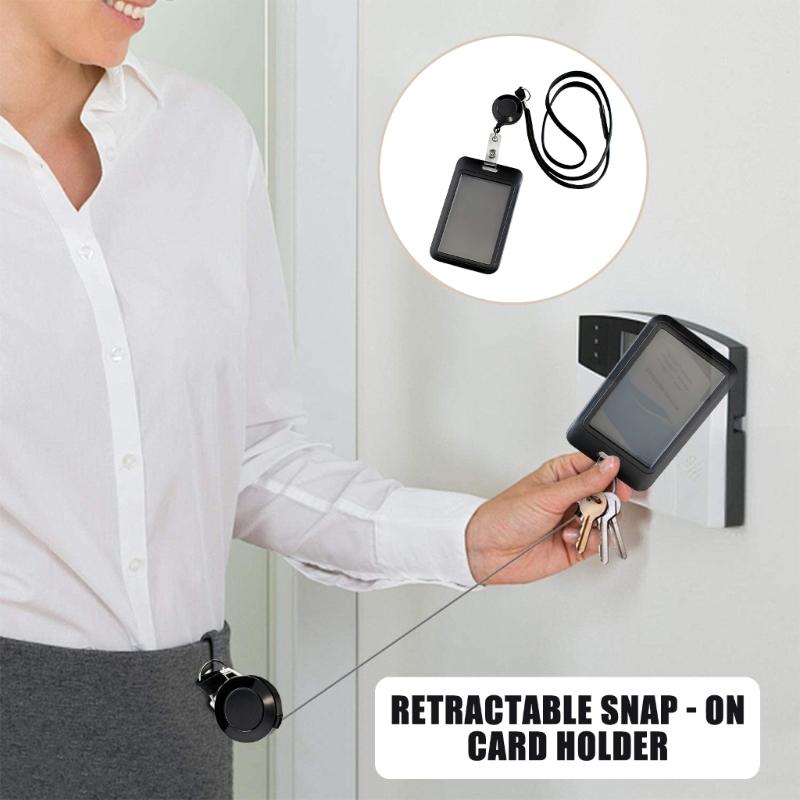 Portatarjetas Deslizante Portacarnet Retráctil de ABS con Cordón Desmontable para Puntos de Control de Seguridad y Eventos