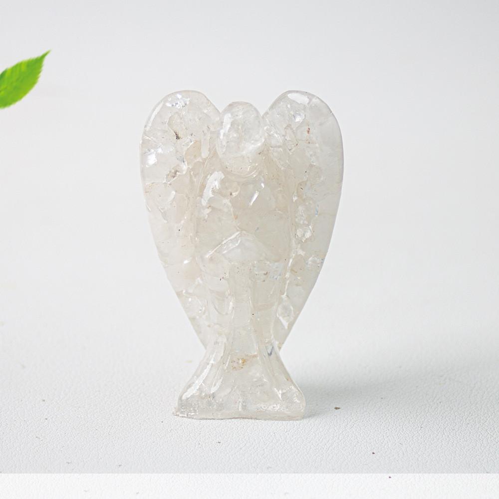 Resin Crafted Angel Figurine With Natural Water Crystals For Home Accent Style A