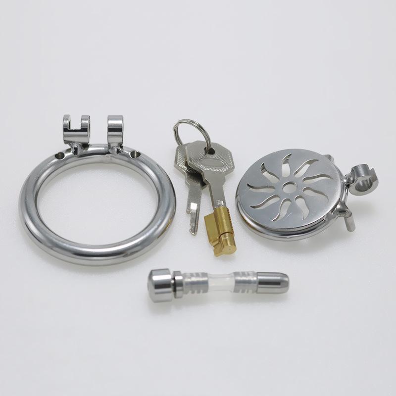 Men Short CB Lock Penis Cage Cock Lock Stainless Steel Chastity Lock Sex Toy Femdom BDSM Cock Ring Ball Stretcher