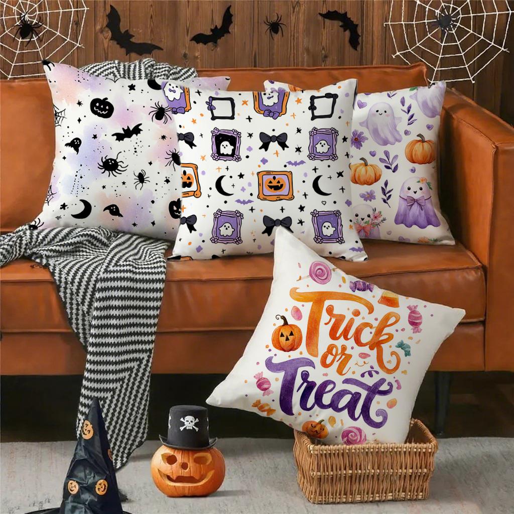 Halloween-Themed Pillowcases With Trickssuitable For Sofa Car Bedroom Decorative Cushion Cover Pillow Cover