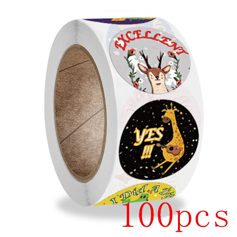 50-500Pcs English Animals Cartoon Stickers For Kids Toys Label School Teacher Reward Sticker 1Inch Pattern Motivational Sticker