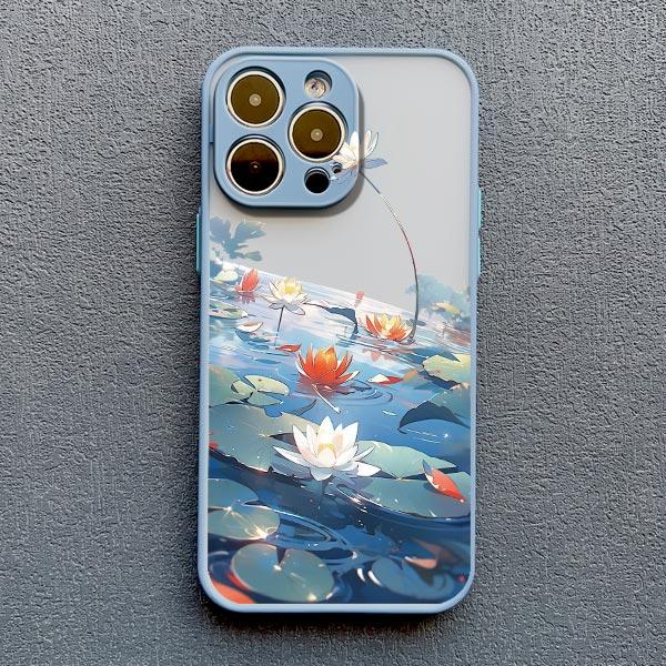 Summer Lotus Flower Phone Case For iPhone 16 15 Pro Max Case For iPhone 11 14 12 13 Pro Max Mini 7 8 15 Plus XS X XR Back Cover