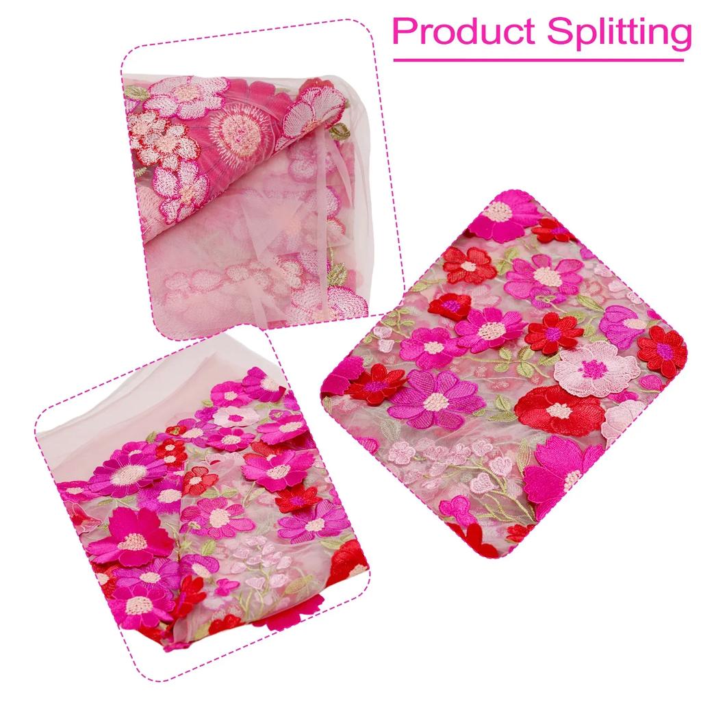 Bestickter Spitzenstoff, Stoff, Netzwerk-Gaze, bestickter Kleidungsstoff zum Nähen, Party, Hochzeitskleid, Frauen, DIY-Tuch