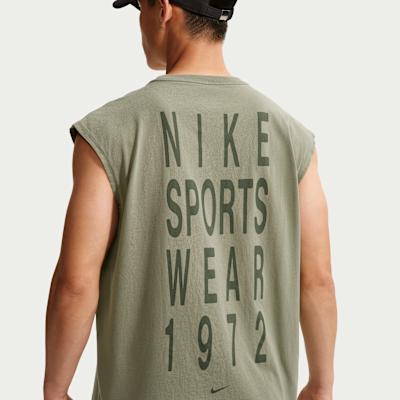 Nike Tank Tops Men's Green Crew Neck Moderate