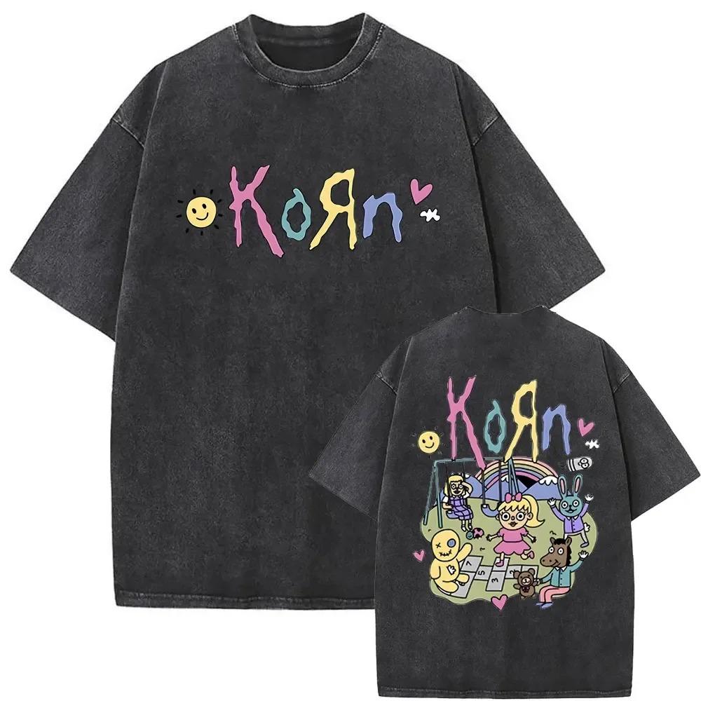 

2026 Новое поступление Мужская одежда Футболка Homme T-Shirt Мужская Футболка для мужчин Стирка Винтаж Рок-группа Korn Ftl Follow The Leader L бежевый