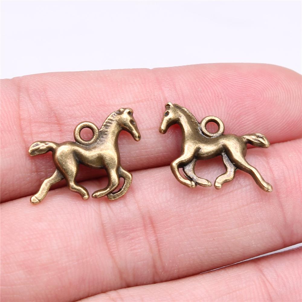 20pcs Running Horse Charms For Jewelry Making Tibetan Bronze Silver Color Pendants Antique Jewelry Making DIY Handmade Craft