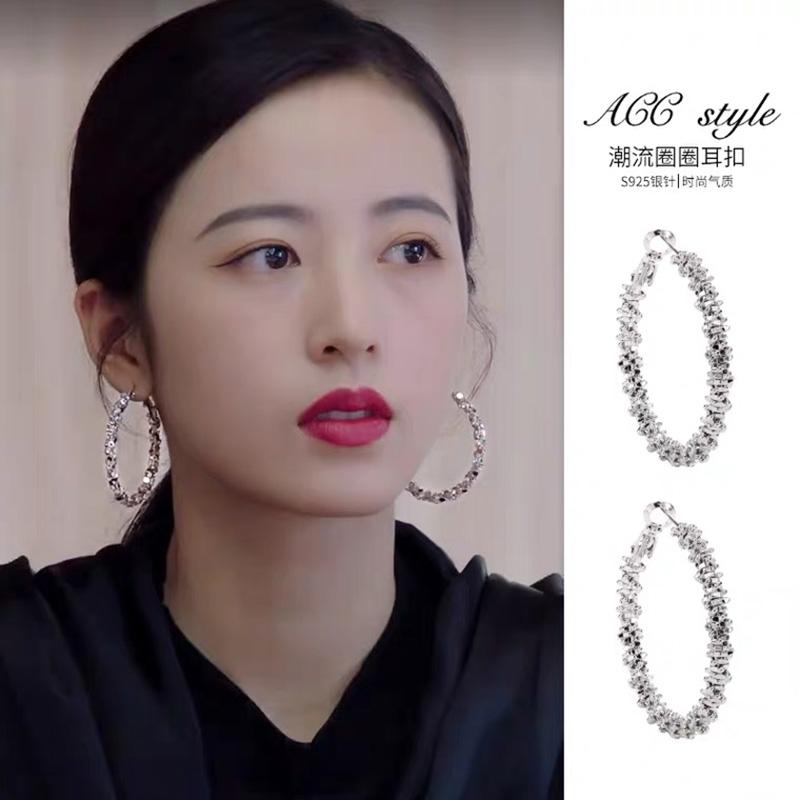2021 New Trendy Vintage Punk Oversized Big Circle Chunky Hoop Diamond Dangle Statement Earrings for Women for Wedding