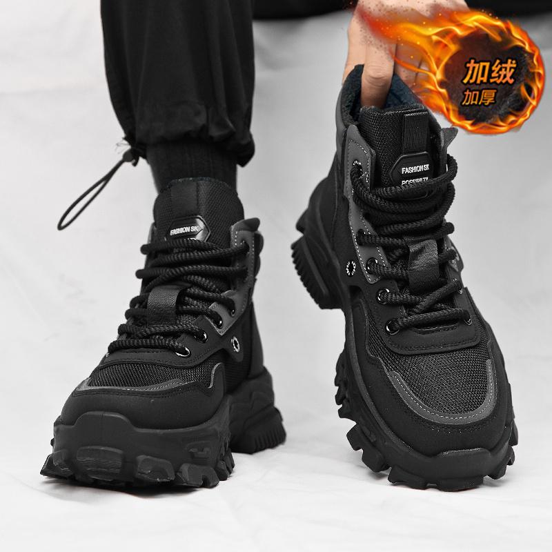 Martin boots autumn and winter outdoor hiking shoes sports dad shoes velvet snow boots high-top cotton shoes