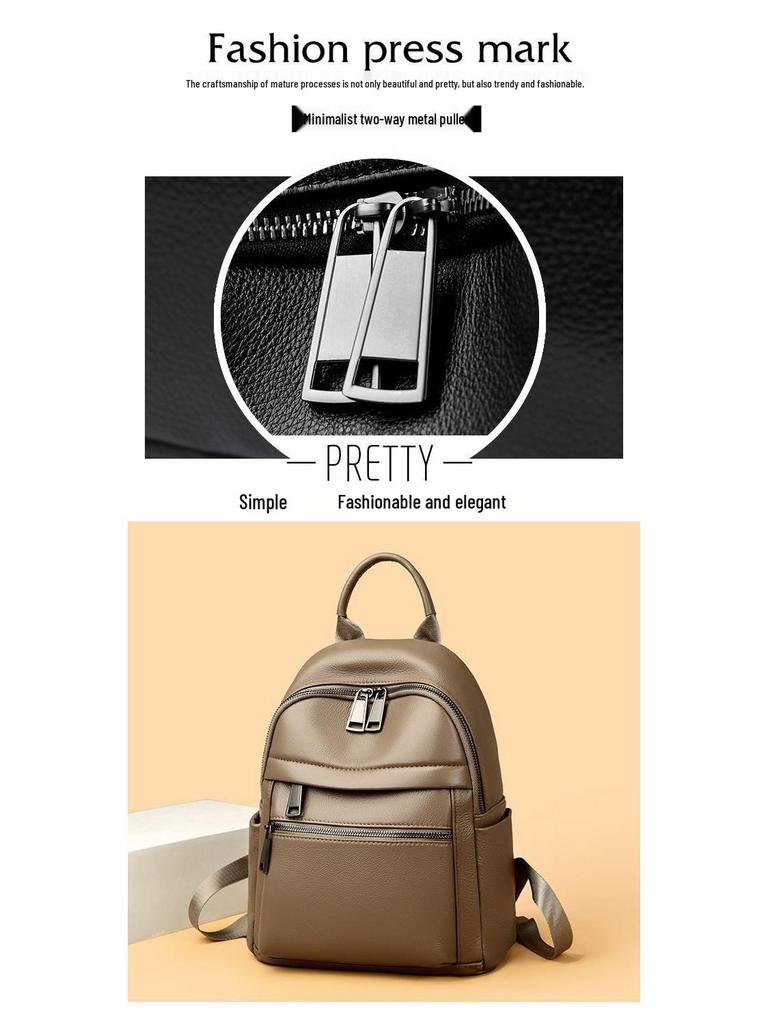 2025 High-End Women's Genuine Leather Backpack - Large Capacity, Soft Cowhide, Fashionable Travel Bag