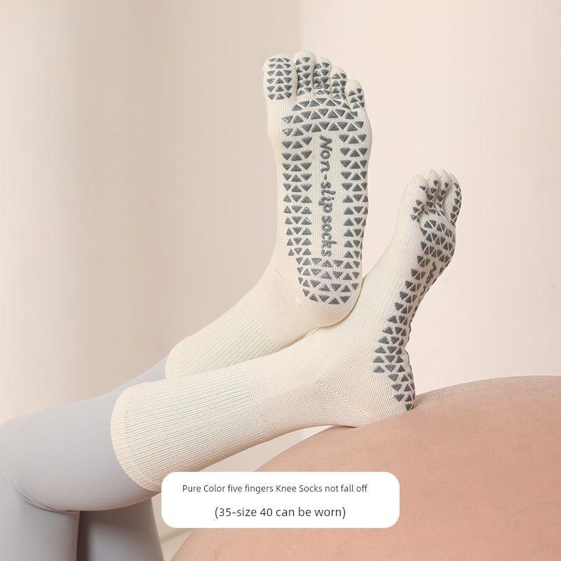 

Yoga Socks Non-Slip Socks Professional Women s Toe Socks Knee Socks Pilates Socks Indoor Sports Fitness Toe Socks Summer Milk White
