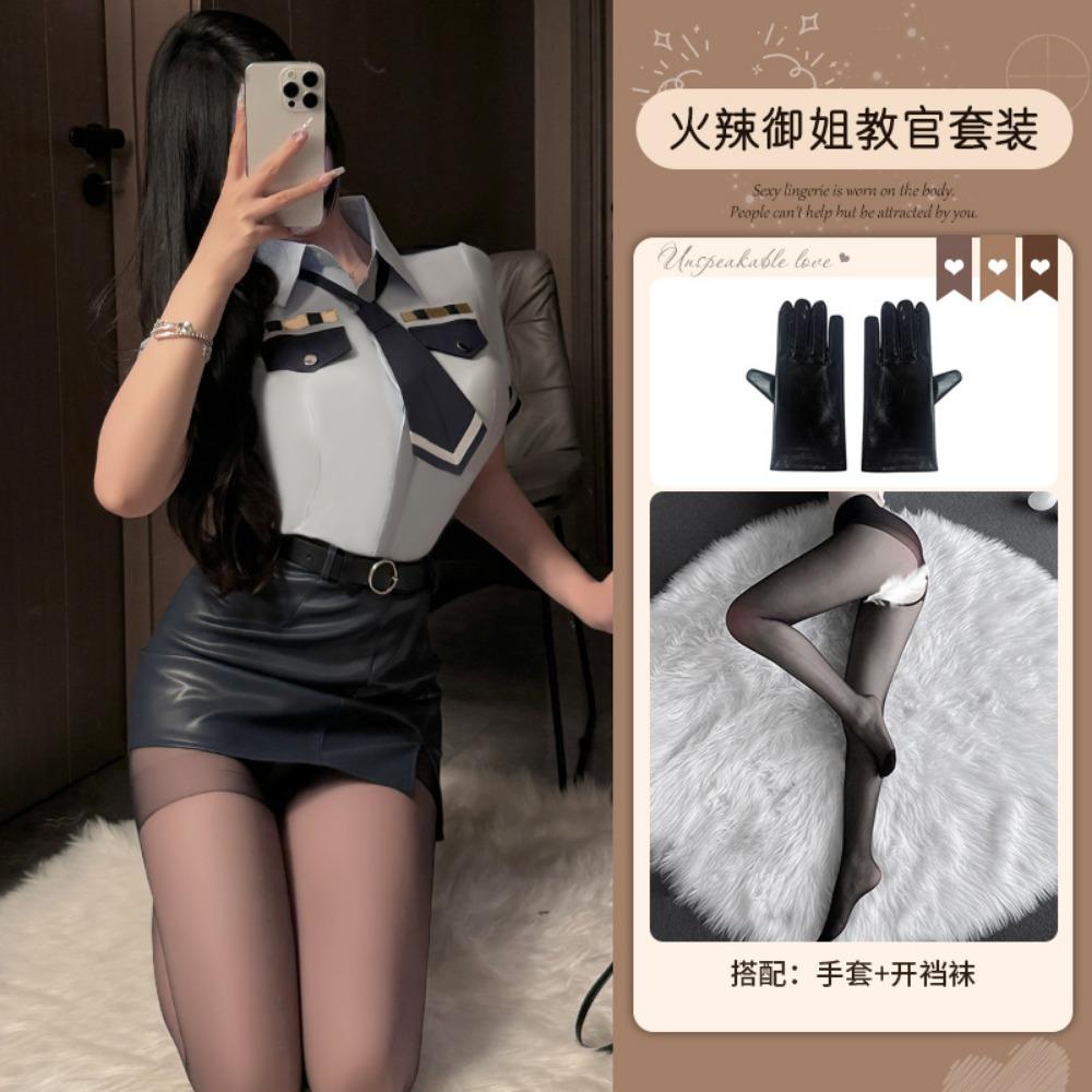 Xianyi Erotic Underwear Pure Desire To Wrap Buttocks Stewardess Uniform Large Size Seduction Policewoman Sexy Suit Nightclub Clothes 598