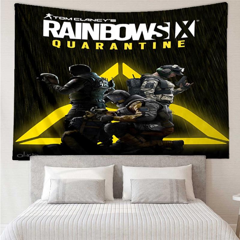Rainbow Six Siege Nyomtatott Faliszőnyeg, Háttér, Könnyen Felszerelhető, Ideális Hálószobába, Irodába és Nappaliba, Esztétikus Falra Akasztható Díszekkel.