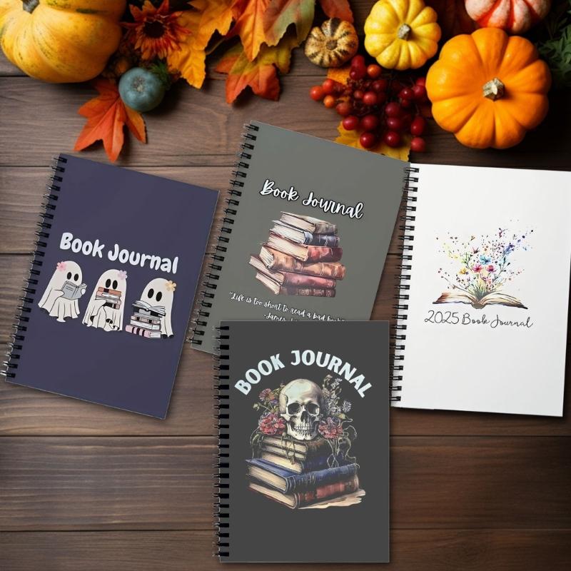 Halloween Journal Leseverfolgungsnotizbuch Tragbarer Twin-Coil-Bindungsplaner Notizblöcke für die tägliche Planung 148x210mm