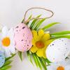 Easter Egg Wreath Colorful Spring Door Decor with Faux Flowers Lightweight Foam Holiday Hanging Decoration