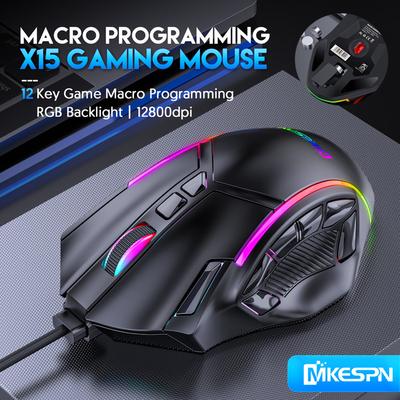12800DPI Freigewichtige Makro-RGB-Gaming-Maus 12 programmierbare Tasten Spielmaus RGB-Licht Max. 6 Stufen Für PC Mac Gun PUBG
