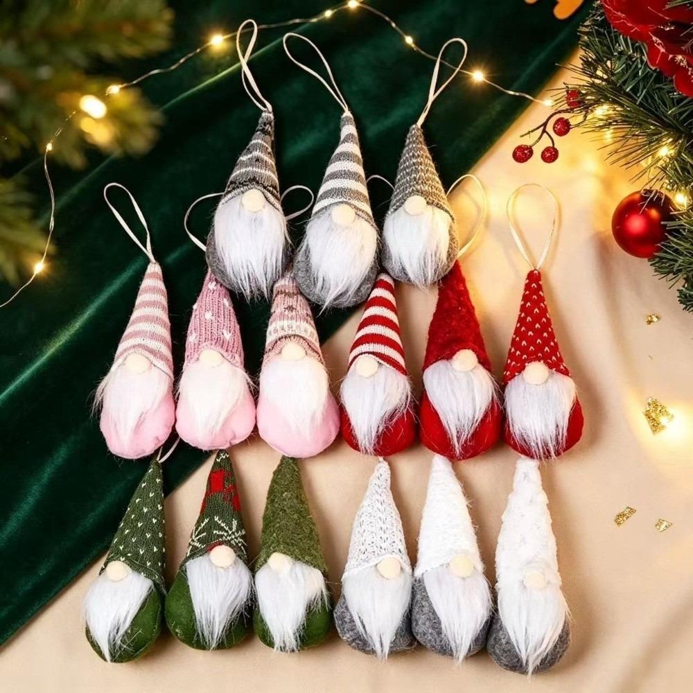 3pcs Handmade Christmas Knitted Doll Pendant Reusable Christmas Tree Decoration Gnome Doll Gifts
