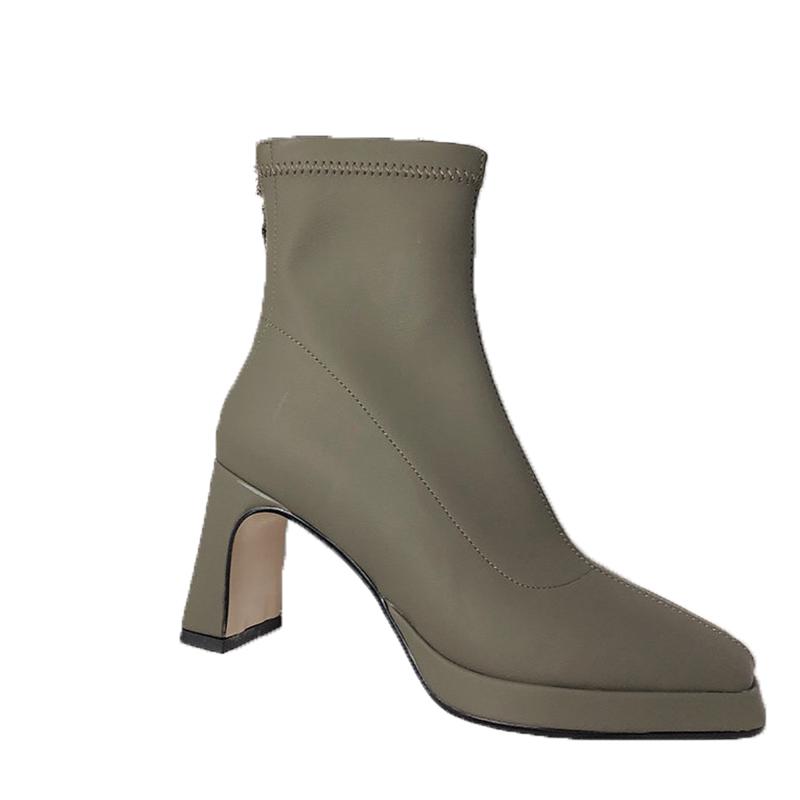 Stivali con Tacco Alto da Donna Stivaletti Punta Quadrata Scarpe Invernali Nuovi Goth Zip Chelsea Boots Décolleté Calzature da Passeggio Gladiator Motorcycle Botas