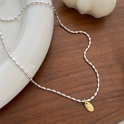 925 Silver Necklace Ove Olive Beads Necklace Rice Grain Sterling Silver Special Interest Light Luxury Ins Design Clavicle Chain Female Feeling