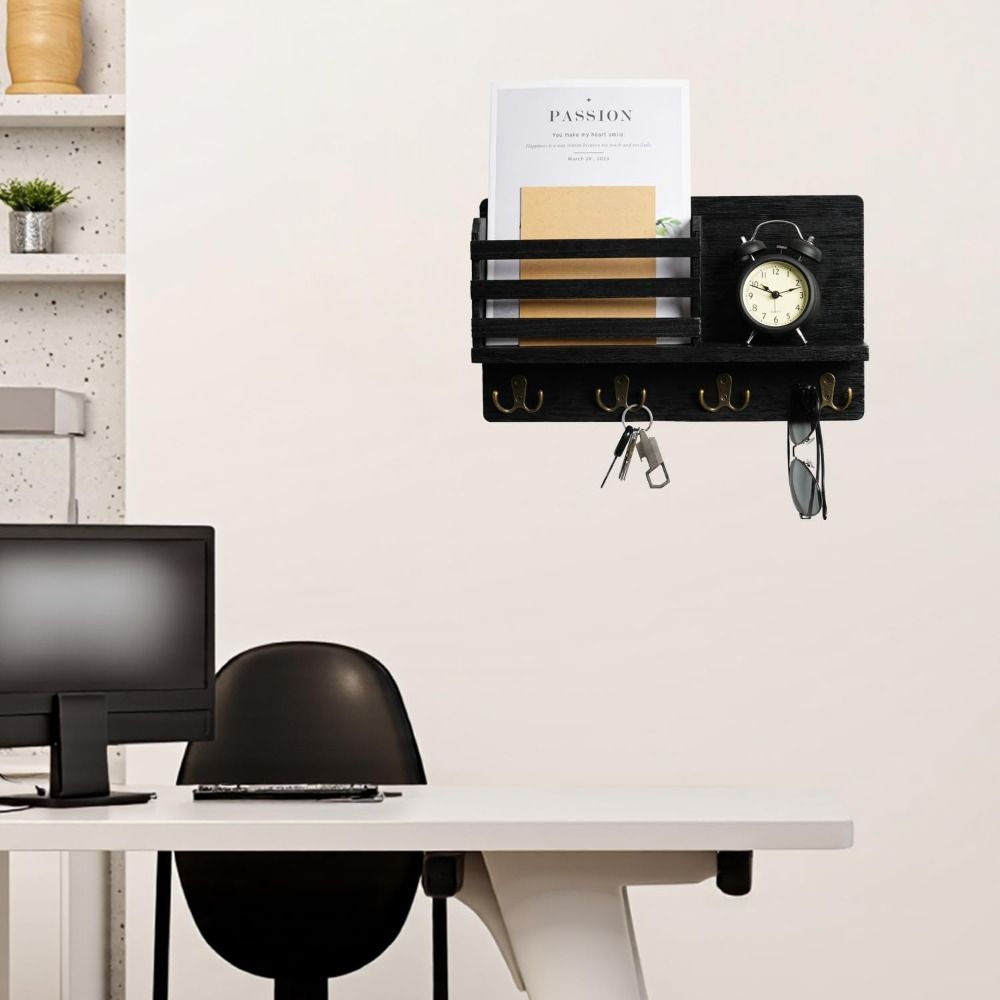 Wood Mail Organizer Thickening Wall Mount Home Decor Home Storage Holder Entryway