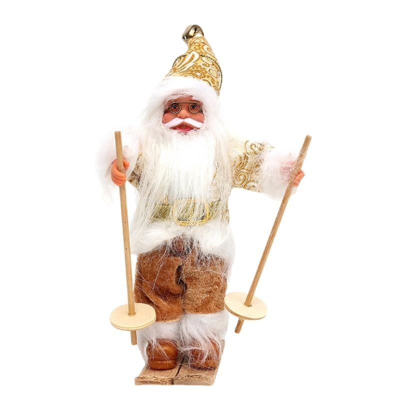 

Christmas Santa Skiing Sledge Doll Multifunctional Santa Skier Ornament to Light Up Your Christmas Table Decors 1 золотой