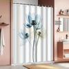 1pc Modern Art Painting Lotus Shower Curtain Partition Curtain, 12 Hooks Shower Curtain, Home Decoration, Bathroom Accessories