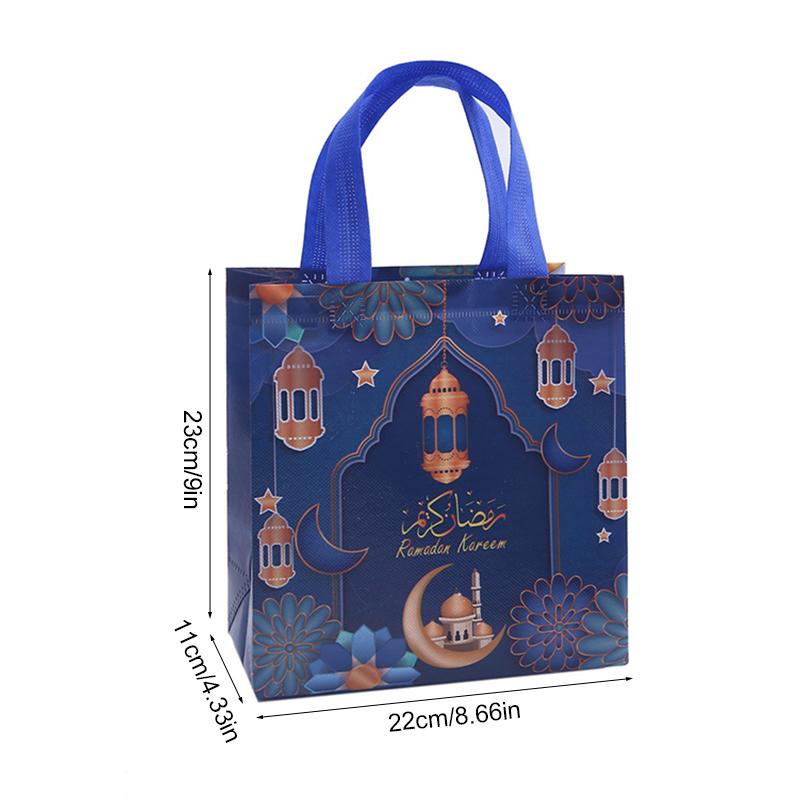 4/8pcs Ramadan Kareem Gift Bags Nonwoven Candy Cookie Packaging Bags Eid Mubarak Muslim Islamic Party Decoration Supplies 2025