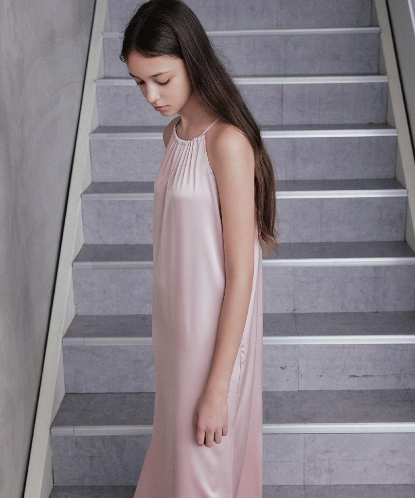 Rank 5 [Nellie] Satin Halterneck Dress_ Pink