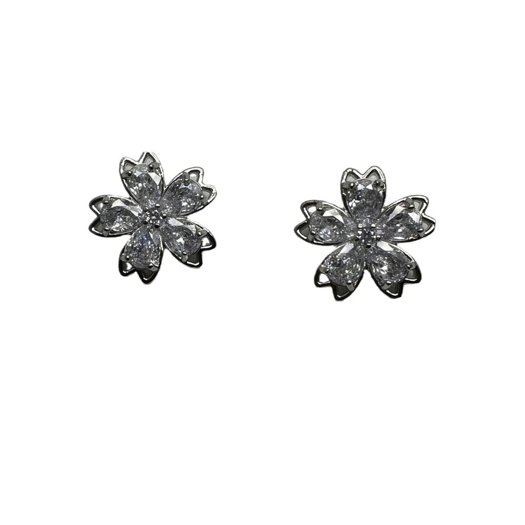 5pcs High Quality Buttons Shiny Zircon Flower-shaped Brass Shank Buttons Woman's Clothing Decorative Buttons