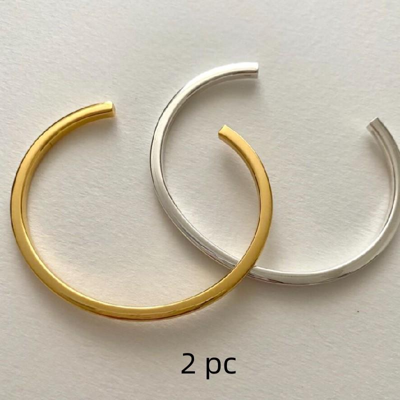 Buyee 925er Sterlingsilber Klassisches Damenarmreif Kreis Poliert Schlicht Offener Armreif für Damen Herren Mode Feiner Schmuck Armreif