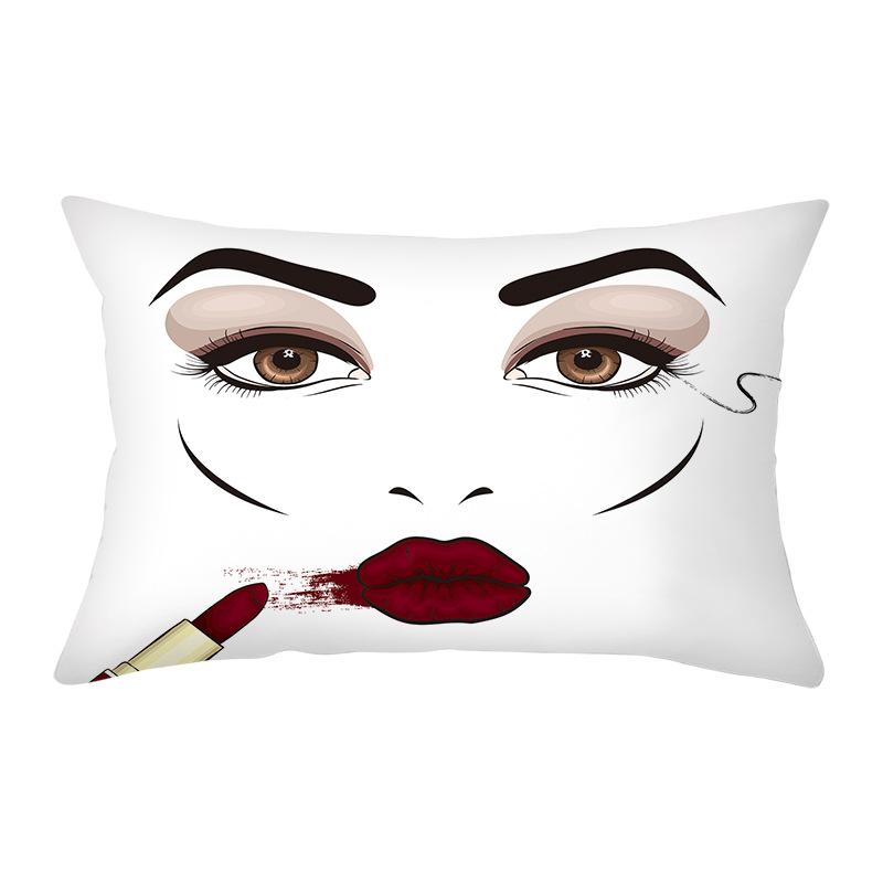 Peach Skin Waist Pillowcase Eyelash Print Cushion Cover Sofa Office Cushion Cover