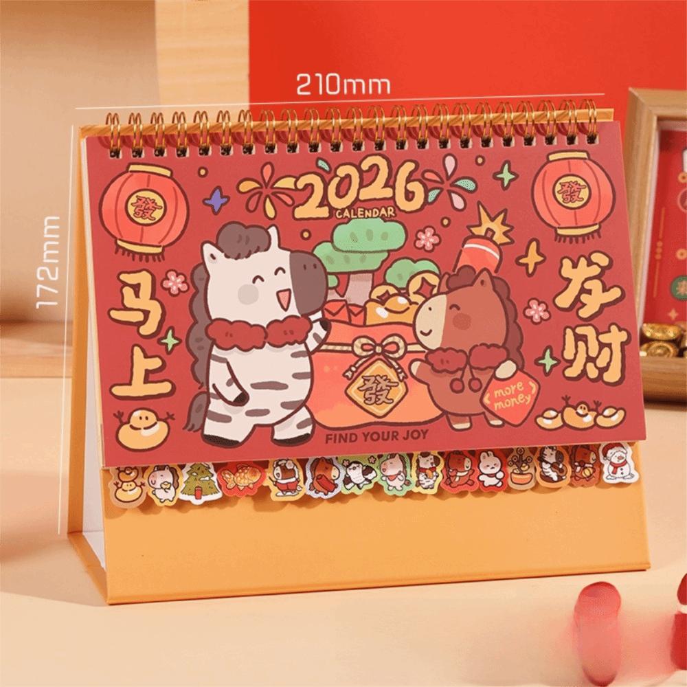 Cartoon Coil 2026 Desk Calendar Horse Desktop Decoration Mini Calendar Daily Planner Gifts