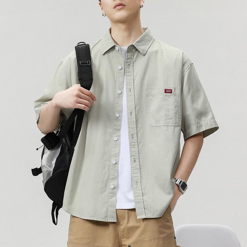 Japanische Retro-Arbeitskleidung Kurzarmhemd Herren Weit Lässig Amerikanisches Sommer Halbarmhemd