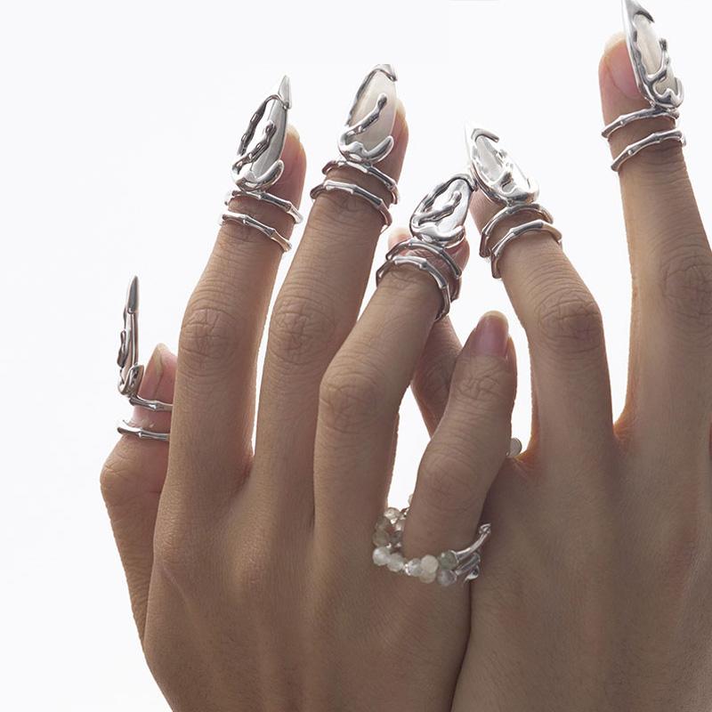 

Новое нерегулярное серебряное металлическое стереоскопическое скульптурное кольцо-броня для женщин и девочек Y2K кольцо на палец ювелирные изделия подарки на вечеринку