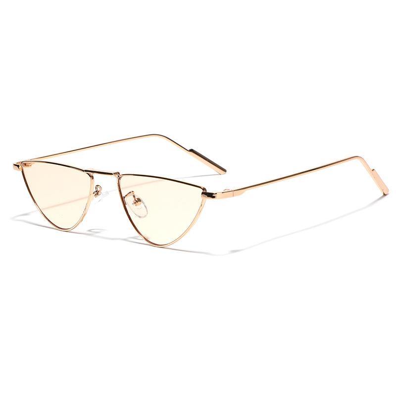 New Triangle Cat Eye Sunglasses Vintage Alloy Sun Glasses Women Unique Elegant Black Gold Shades Oculos Feminino 2024 Summer